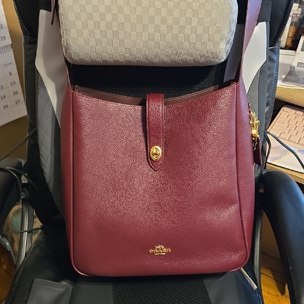 Coach Maroon Leather Crossbody Bag Hadley Large